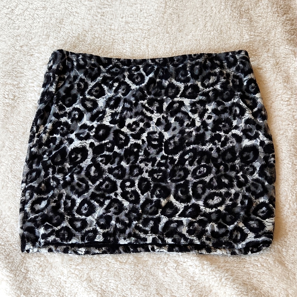 Deb L mini skirt snow leopard print